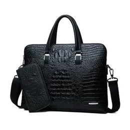 Brand Brand Pack all'ingrosso Crocodile Stampa Business Banycase Trendy Cross Sect Crocodile Leather Man handbag Multi Function Lapto 320F