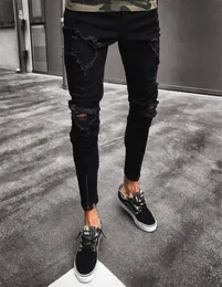 Men039s Jeans Cool Designer Brand Black Jean Skinny Ripped Destrud Stretch Slim Fit Hip Hop Pants With Holes for Men6776148