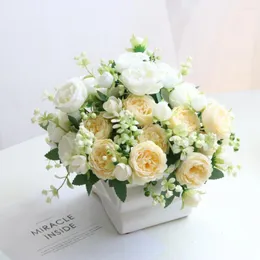 Декоративные цветы 5 головы персидские розы искусственное пиони букет домашнее свадьба