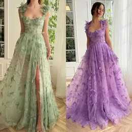 Runway Dresses Corset Long Tulle Prom Dress med 3D Butterflies Sexig slits Ball Gown Evening Dresses Party Wedding Formal 2024 Women Formal 0313 T240518