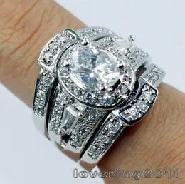 Choucong Vintage Ring Oval 7mm5mm Stone Diamond Stone 925 Silverfyllda älskare 3in1 Förlovningsbröllopsringar för kvinnor1140231