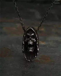 Pendant Necklaces Vintage Men039s Stainless Steel Skull Necklace Gothic Punk Locomotive Rider Jewelry2589059