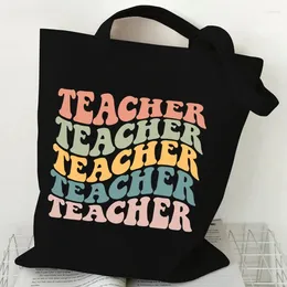 Borse per la spesa Insegnante borsette grafiche per donne lettere colorate Stampa tote bag Travel -spiaggia per spalle regali