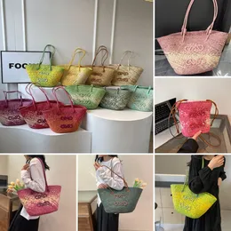 French countryside style grass woven bag popular spring and summer style dyed single shoulder large cabbage basket love beach bag women's handbag single shoulder bag