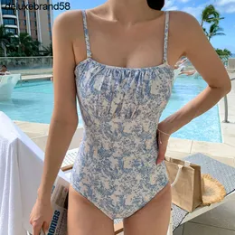 New floral printed one piece swimsuit Bandeau Push Up Tight slim and conservative ggitys WVKZ
