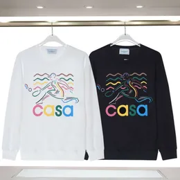 Casablanca męskie bluzy bluzy Trendy para sweter nowy tenis kolorowy list do druku okrągły sweter dla mężczyzn projektant Casa blanca hnuw