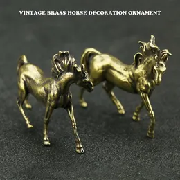 Mini Vintage Metal Brass Horse Statue Pocket Running Sculpture Home Office School Desk Decorative Ornament Toy Gift 240517