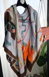 Шарфы зима H Принт шерсть шелк Silk Scarf 140 Дизайнерская рука с рукой CM Big Folarard Hiver Femme Cachemire1972356