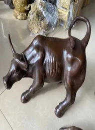 Kunsthandwerk Big Wall Street Bronze Fierce Bull Ochse Statue 13 cm 512 Zoll 5601179