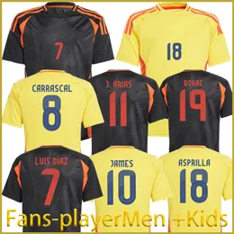 2024 Kolumbien James James Soccer Trikots Mann Frauen Kinder Kit Columbia2025 Nationalmannschaft Fußballhemd Home Away Set Camisetas Copa America D. Valoyes Arango Kolumbianer