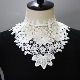 Women Lace Floral Fake Collars Ladies Shirts Detachable Collar White Black Embroidery Necklace False Shawl Decorative Bow Ties 271i