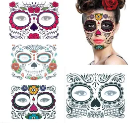 ديكور الهالوين المكسيكي وجهات الوشم ملصقات الوجه الماكياج يوم لقناع الجمجمة الميت ماركا ماء ماء JK19092347903