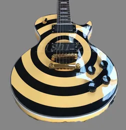 Zakk Wylde Bullseye Creme Black Electric Guitar EMG 8185 Pickups Gold Treuss Rod Tampa de braço branca Boldão Boldes Inlay 1959