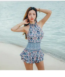 Frauen Badebekleidung hochwertiger Druck einteiliger Badeanzug für Frauen koreanischer Stil Rückenfreies dünnes Dreieck sexy Kleidertauchanzug