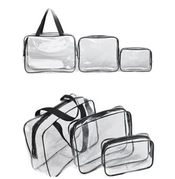 PVC Travel Transparent Cases Kläder toalettartiklar förvaringsväska Box Bagage Handduk Luftväska Pouch Zip Bra Cosmetics Organizer 3PCSSet8483852