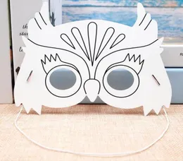 Kindergartenmalerei handgefertigte DIY Graffiti Blank Maske Kunstmaterial Eulen Cartoon Papiermaske Gemälde geeignet für Kinder 3167192