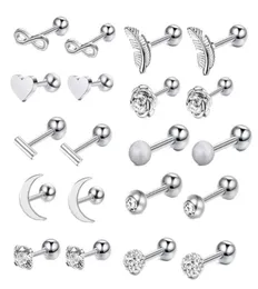 16g Edelstahl Mond Herzkreuz Rose Ohr Langhantel Helix Tragus Knorpel Ohrring Set Body Piercing Schmuck für Männer und Frauen 7405106