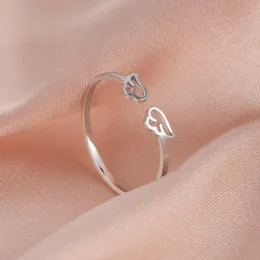 Süße Engelsflügelringe für Frauen verstellbarer Trend Edelstahl Paar Open Ring Schmuck Geburtstag Geschenke Großhandel Großhandel