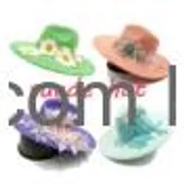 Chapéus de festa Sombrero camurça fedora chapéu novo pêssego de pêssego top brim sximado acessórios de flores wide jazz capeau femme gota entrega ota othru