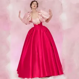 Partykleider wunderschöne Prinzessin-Abschlussballkleid Puffärmel sexy offener Rücken a-line bodenlange Frauen Bankett schicke Schnürkleider Robe