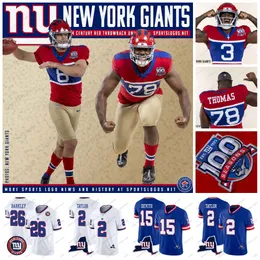 2024 "Giants"100TH Football JErsey Century Red Throwback Uniforms