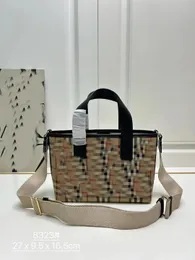 B's canvas tote bag has unique artistic flavor, exquisite beauty, high-end elegance, luxury brand-name bag, perfect fashionable multi-purpose shopping bag, plaid pattern