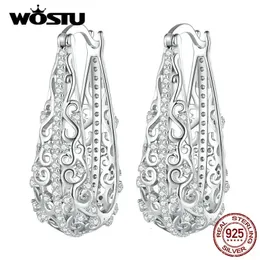 Wostu 925 Gioielli in argento sterling Gioielli ENORME Orecchini a cerchio vintage Donne Dennione Dangole Pendientes Gift di Natale 240507