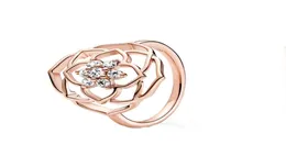 2021 MOTHER039S DAG ROSE GOLD PLATED RING 925 Sterling Silver Jewelry Flower Kronblad Uttalande Ringar för kvinnor 189412C017056935