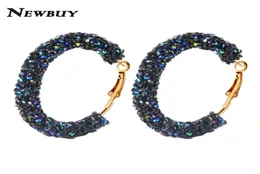 2021 NEWBUY Classic Design Fashion Charm Austrian Crystal Hoop Earrings Geometric Round Shiny Rhinestone Female Earring Jewelry9271590