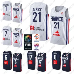 Fransa Milli Takımı Eurobasket 32 ​​Wembanyama Basketbol Forması 17 Vincent Poirier 7 Guerschon Yabusele 4 Thomas Heurtel 10 Evan Fournier Rudy Gobert 0 Elie Okobo