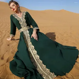 Ethnische Kleidung Mode Spitze Frauen Maxi Kleid Eid Mubarak Djellaba Femme Abaya Muslim Ramadan Kaftan Dubai Türkeikleid Longue Robe Jalabiya