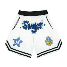 Calças de basquete American Hip-Hop Letter shorts para homens e mulheres Y2K Sport Pants Loose Casual Joker Pants Wear 240517