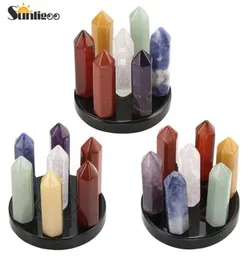 Sunligoo 7 Chakra Star Group Reiki Healing Crystal Quartz Energy Stone Stone Point Array تمثال تمثال Sbostidian Stand T24888436