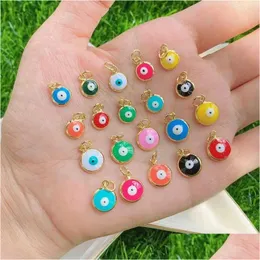 Charms 10Pcs Gold Plated Jewelry Necklaces Enamel Paint Dainty Mini Eyes Small Pendant For Earring Necklace Bracelet Making Drop Del Dhtph