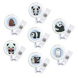 Dog Tag Id Card Three Naked Bears Cartoon Badge Reel Retractable Nurse Decorative With Alligator Clip For Office Worker Funny Reels Oteat