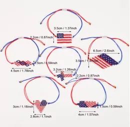 DHL American Independence Day Handmade Rice Bead Bracelets with American Flag Pattern Beaded Braceter