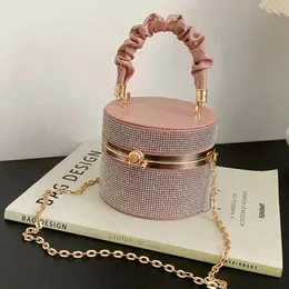 Evening Bags Spring Simple Western-style Mini Flash Diamond Fashion Bucket Bag 2024 Versatile Pleated Chain Single-shoulder Women's