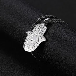 Olhos malignos Colar de mão Hamsa para homens Men Fatima Cara de Cara de Cara Lucky Amulet Vintage Jóias de Aço Antelhado