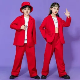 Childrens Street Dance Suit Girls Jazz Dancing Outfits Teenage Clothing Boys Hip Hop Dance Performance Stage Costume 240517