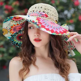 Damen Sommer Bucket Folding Mode Strohhut Panamas UV Schutz Sonnenvisier Seaside Strandhut Sommerhüte 240425
