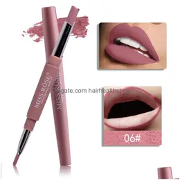 Lip Ołówki Miss Rose 2 w 1 wkładnia ołówek szminka uroda makijaż wodoodporny nagi kolor kosmetyków lipliner długopis upuszczenie dostarczenie zdrowia dhvnu