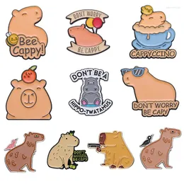 بروش كرتون لطيف capybara brooch مينا دبابيس مخصصة Hippopotamus المعاد