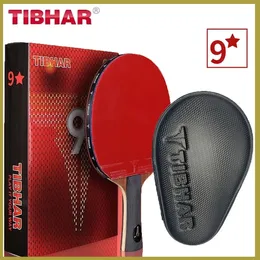 Tibhar 9 Star Table Tennis 라켓 우수한 끈적 끈적한 고무 카본 블레이드 탁구 Pong Rackets Professional Pimples-in Sticky Original 240515