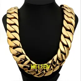Luxury Mens 316l Rostfritt stål Heiten 32mm 23mm bredd16 -28 Hip Hop Heavy Cuban Gold Chain Fashion Heiten Jewelry 28 3 1CM 980G 256i