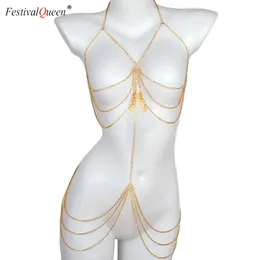 FestivalQueen Sexy Full Diamond Body Belly Belly Chain Moda Rhinestone