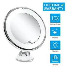2024 Makeup Mirror With Lights Pekskärm 10x förstoringsspegel LED Make Up Mirror Flexibel Sug Cup Vanity Miroir för badrum för