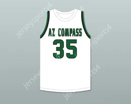 커스텀 나이 이름 청소년/어린이 Jabari Walker 35 AZ Compass Prep Dragons 화이트 농구 유니폼 1 탑 스티치 S-6XL