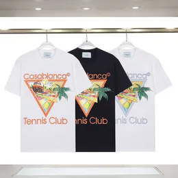 Casablanca Herren-T-Shirts Frühling/Sommer neues Tennis-Schläger gedruckt groß