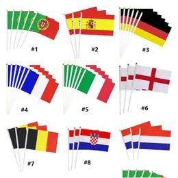 Bannerflaggor 21x14cm Handsvängande flagg Portugal Spanien Tyskland Frankrike Italien höll National Festival Party Cheer Decoration P309 Drop de DH6BP