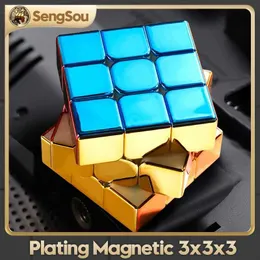 Magic Cubes CubeFun SengSo Metal 3x3 Magnetic Golden Cubo Magic Cube Puzzle Speed Cibe M3 3x3x3 Magico Cubo Cibo Toy Y240518